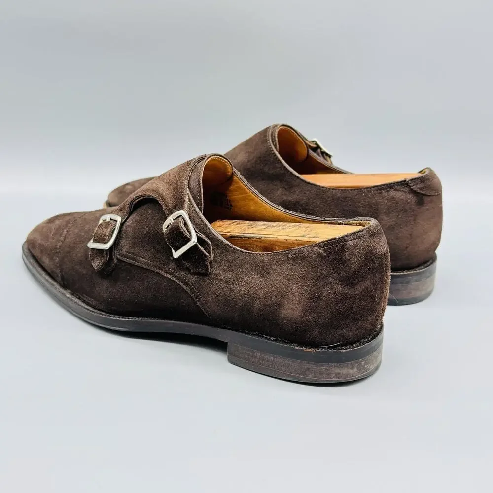Suitsupply Shoes Mens 7 Brown Suede Double Monk Strap Cap Toe Dress Casual